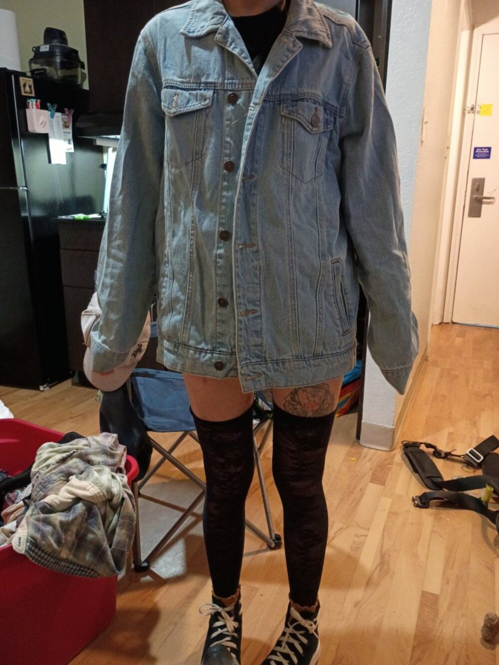 Hand-Painted RAWR Dinosaur Denim Jacket - Size M